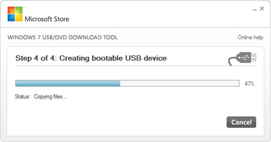Процесс записи образа Windows 7 на   флэш-накопитель USB