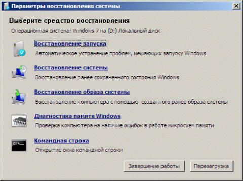 Среда восстановления Windows RE в Windows 7