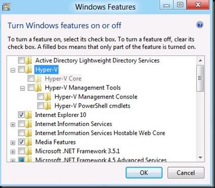 Включение и отключение компонентов Windows 8