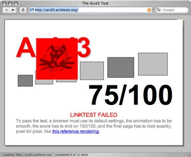 Acid3 в стабильной версии Safari 3.1