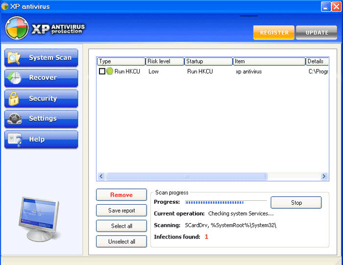 Руководство по удалению Antivirus XP 2008