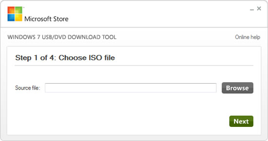 Окно приложения Windows 7 USB/DVD Download Tool