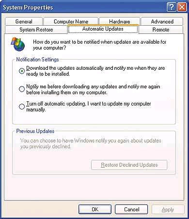 Windows XP свойства системы