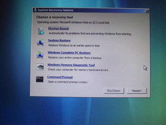 System Restore Command Prompt Vista