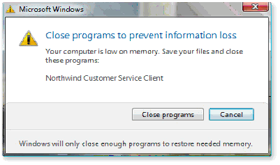 Windows Vista - Close programs to prevent information loss