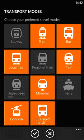 transport modes навигация windows 10