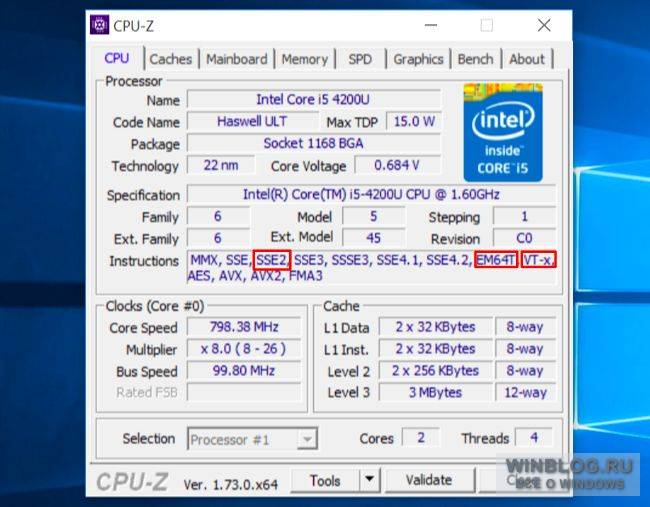 Информация о CPU