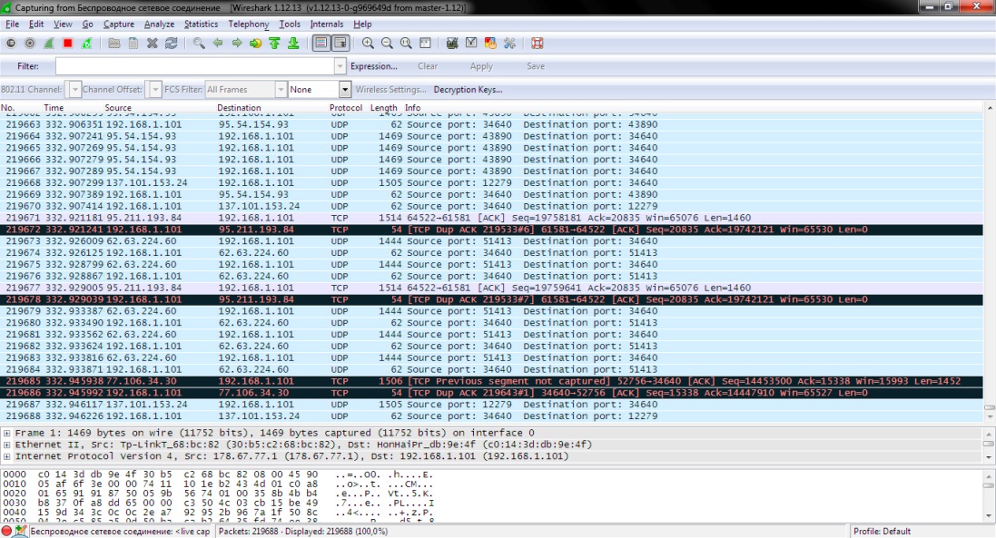 Wireshark анализ трафика