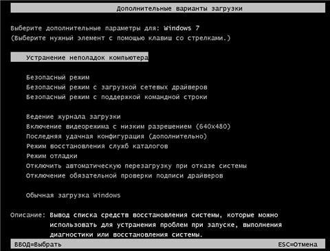 Среда восстановления Windows RE в Windows 7